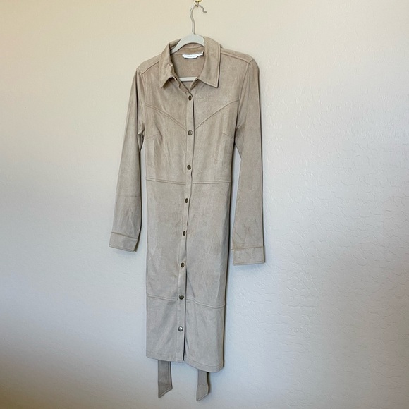 Denim & Co - Canyon Retreat Tan Suede Long Sleeve Dress - Picture 7 of 13